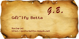 Gálfy Betta névjegykártya